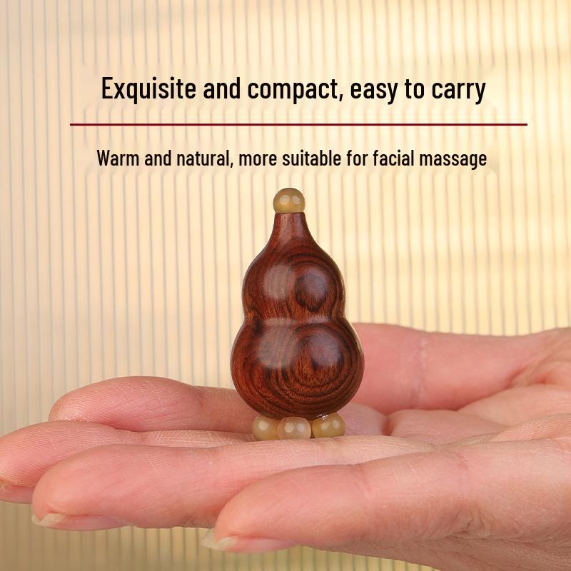 Purple Sandalwood Red Rose Gua Sha Stick: Compact Chubby Gourd Eye Massager with Small Lotus Head for Facial Massage.