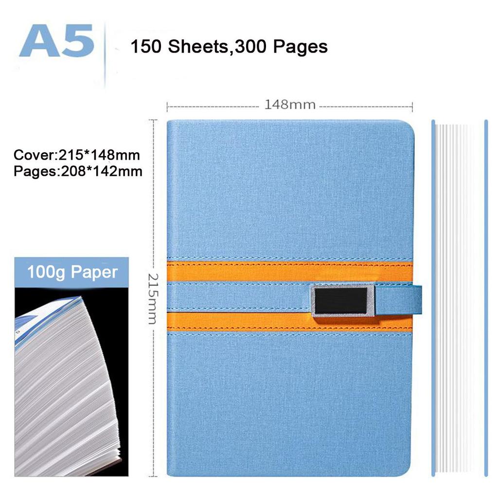 A5 Business-Notizblock aus Stoff, Besprechungsprotokollbuch, Arbeitsnotizbuch, Tagesplaner, Studentenlernnotizen, Tagebuch, 150 Blatt, 300 Seiten