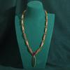 Vintage Green Willow Leaf Pendant Necklace Natural Stone Crystal Antique Gold Color Luxury Jewelry For Women Accessories 2025