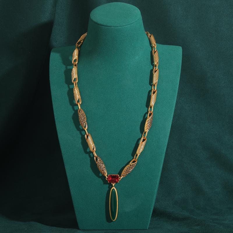 Vintage Green Willow Leaf Pendant Necklace Natural Stone Crystal Antique Gold Color Luxury Jewelry For Women Accessories 2025