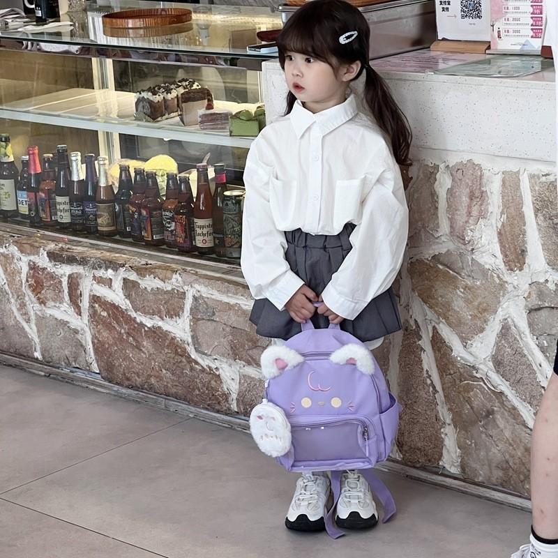 Adorable Cartoon Cat Plush Backpack For Kids Soft Breathable Design In Multiple Colors