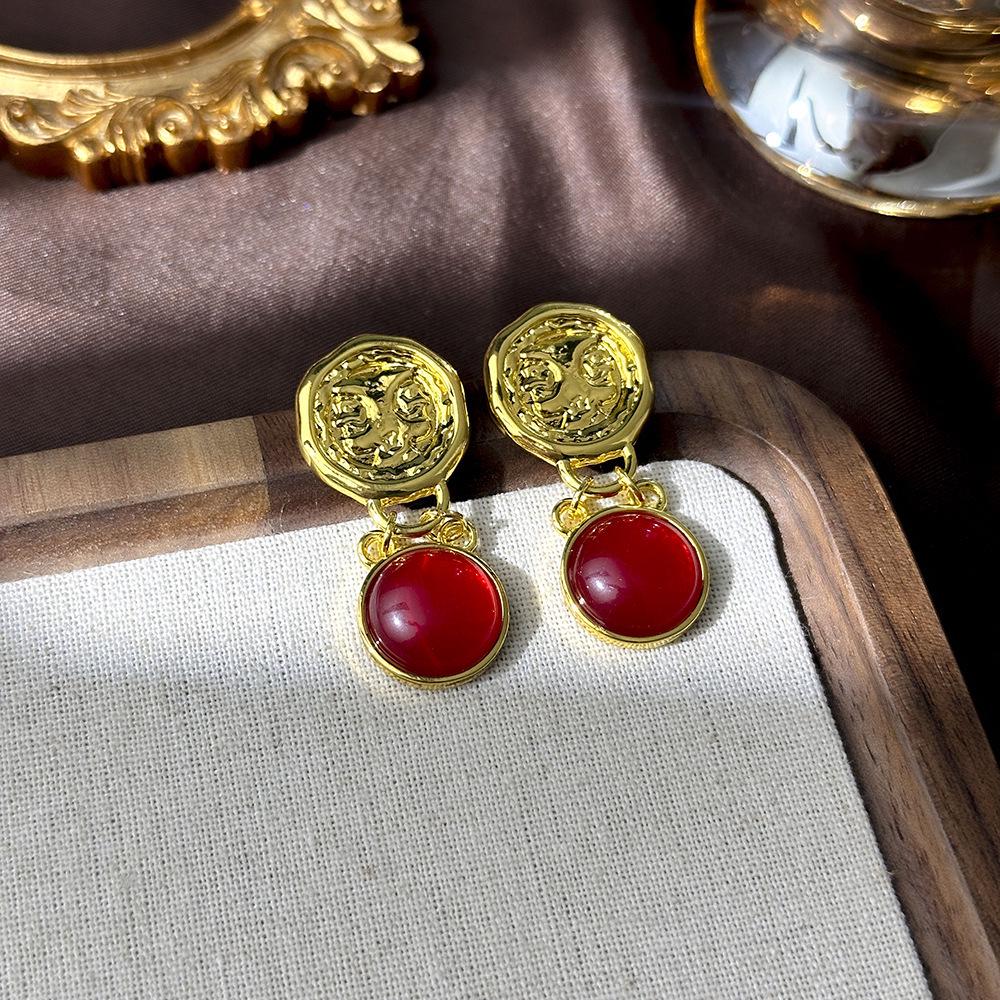 

Вінтажні геометричні сережки-пусети зі стразами - Ретро придворний стиль, Нішевий дизайн, Легка розкіш, Високий клас