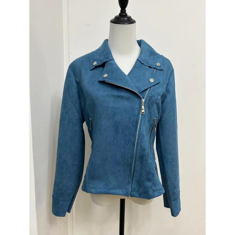 Women's Jacket Spring and Autumn New Slim Fit Lapel Zipper Ladies Coats Tops Fashion Long Sleeve Leather Fleece Warm Short Jackets for Women