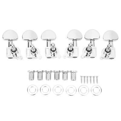 3R3L Guitar Locking Tuners Semicircle Head Heavy Duty Internal Gear Bevel Angle String Tuning Pegs Silver