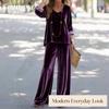 JPNTKY Women's Fashion Casual Long Sleeve U-Neck Pants Suits