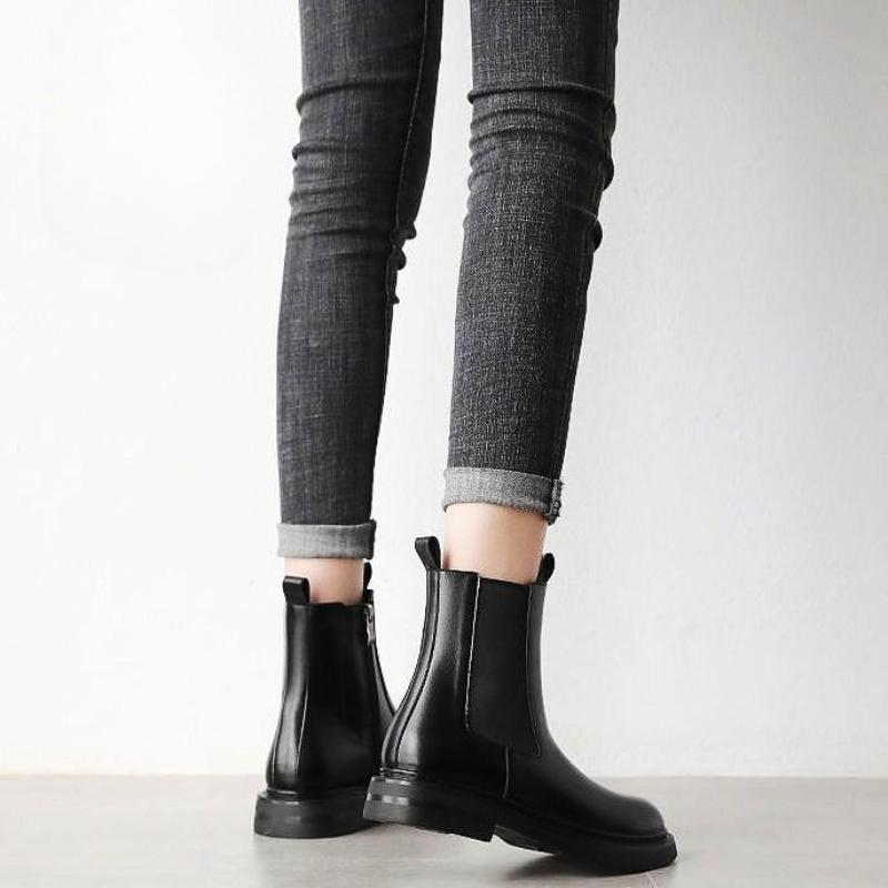Fashion Fur Booties Chelsea Black Ankle Boots for Women On Promotion High Quality New Rock Footwear Woman Short Shoes Chic and Elegant