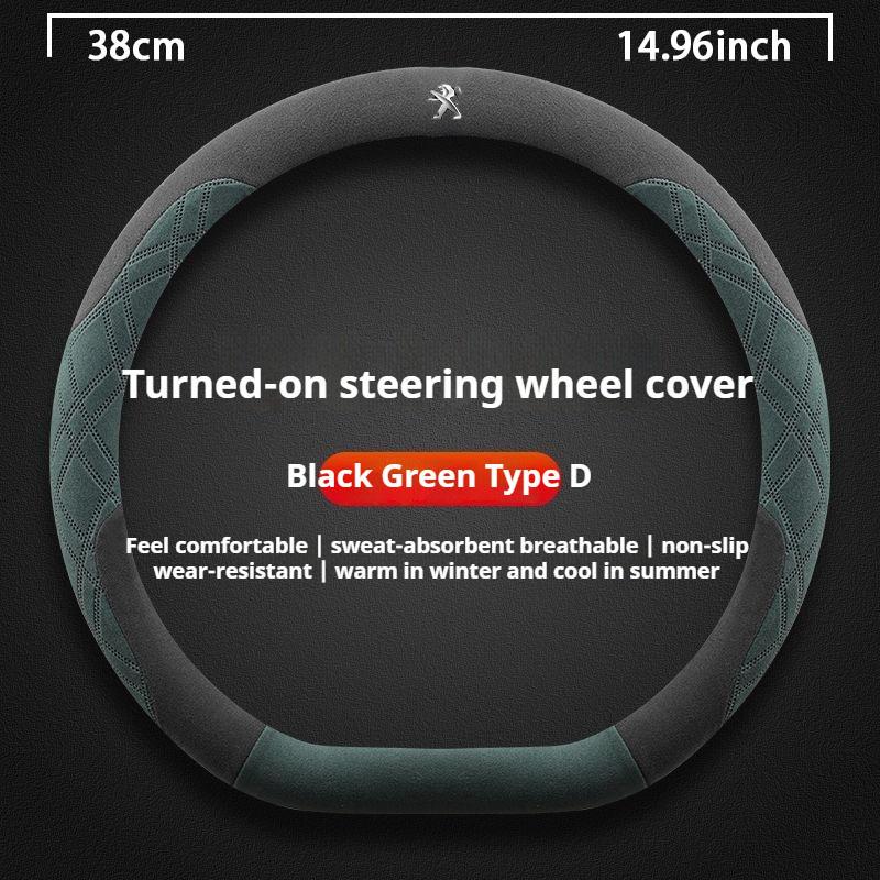 38cm D Car Steering Wheel Cover For Peugeot GT-Line 206 207 208 301 307 308 406 407 408 508 607 2008 3008 4008 5008 RCZ Rifter