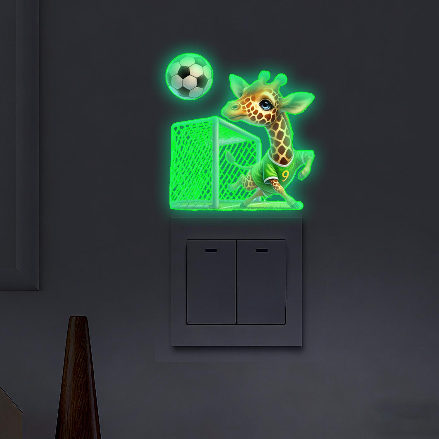 Creative Giraffe Night Light Bedroom Living Room Balcony Study Room Switch Decorative Stickers Green Light