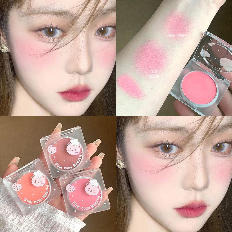 

Pinkcoco Cloud Soft Micro-Blush: Natural Matte Nude Blush in Pink-Orange Tones.