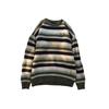 Unisex Striped Crew Neck Knitted Sweater - Autumn/Winter Trend, Hong Kong Style, Loose Fit, Versatile and Cozy.