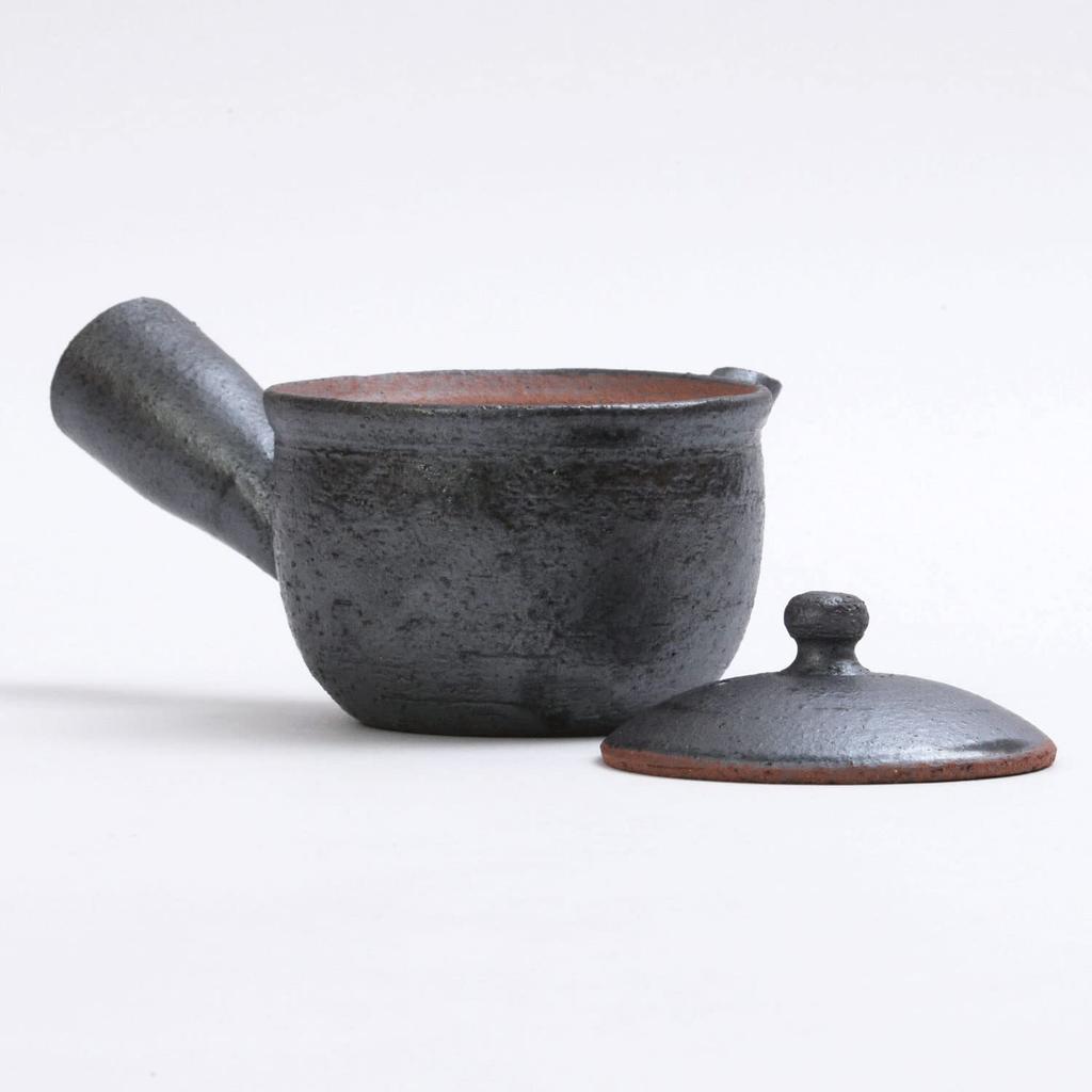 Yamasho Pottery Teapot and Teacup Shigaraki Tea Ink Blue Set, Ware, Sumi-iro, Two-Person Set, Sum-3,