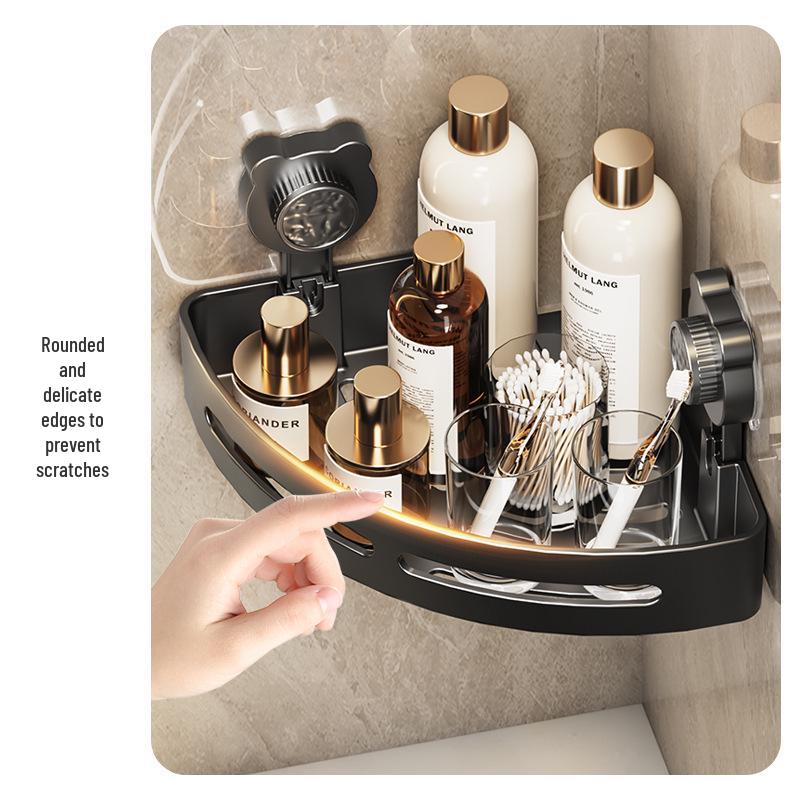 Punch-Free Suction Cup Wall Corner Storage Rack for Bathroom and Vanity