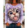 Fashion Women's Crew Neck Long Sleeve 3D Casual Color Printing Casual Long Sleeve Crew Neck T-Shirt