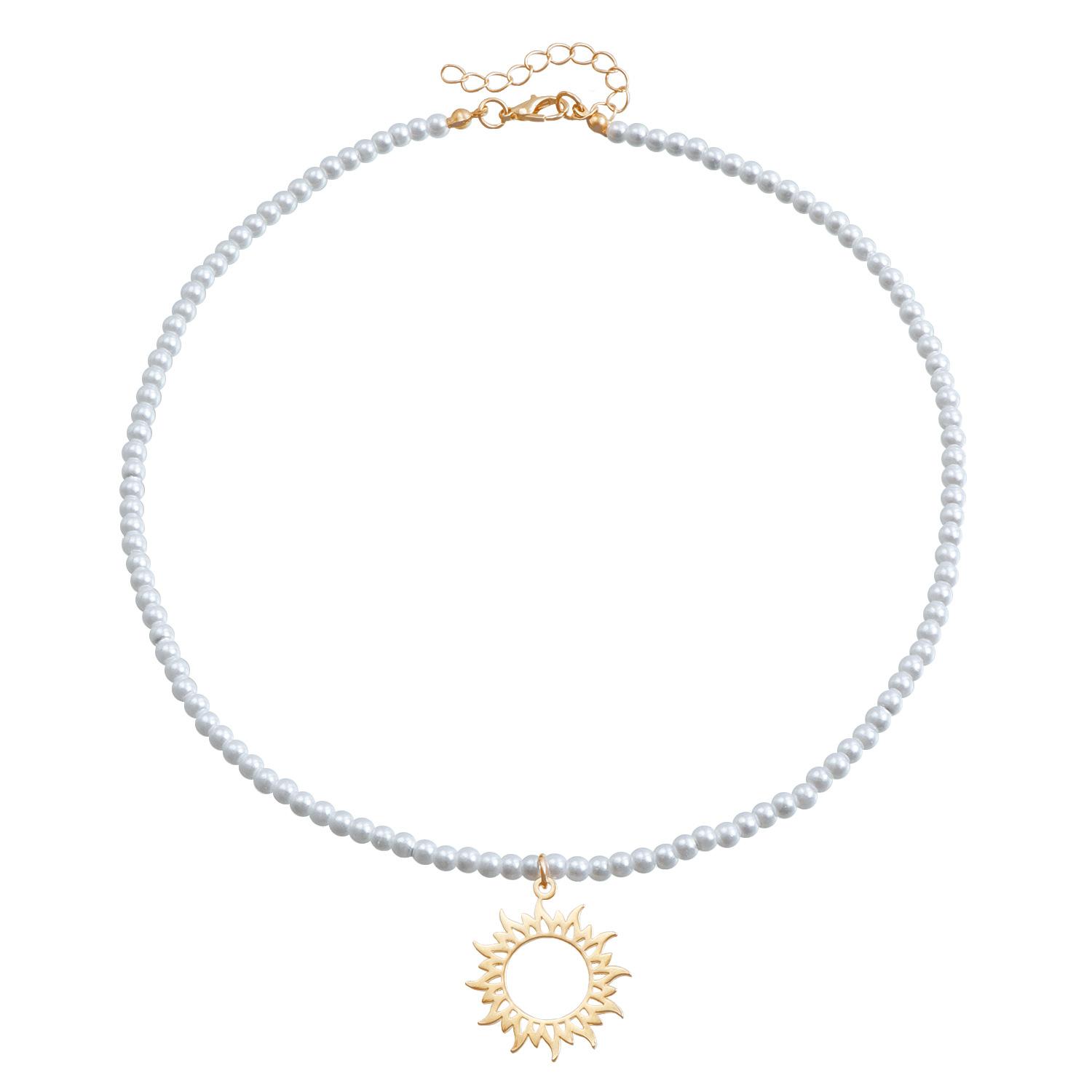 

Аксессуары, Мини Маленькое Ожерелье с Подвеской в виде Солнца с Полыми Искусственными Жемчужинами, Универсальное Ожерелье в Стиле Легкой Роскоши золотой