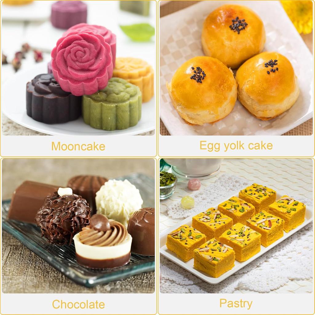 UPKOCH 50 Pcs Plastic Square Mooncake Boxes, Golden Dessert Packing, Single Muffin Container, Small Clear Food-Grade, 2.16"x1.85"x1.57"
