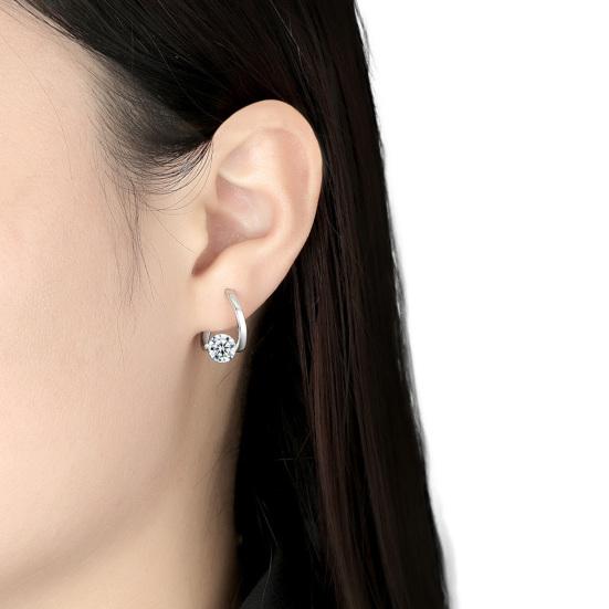 1 Pair Drop Earrings Cubic Zirconia Inlay Arc-Shaped Design Earrings Lightweight Comfortable Wearing Women Earrings Jewelry Gift