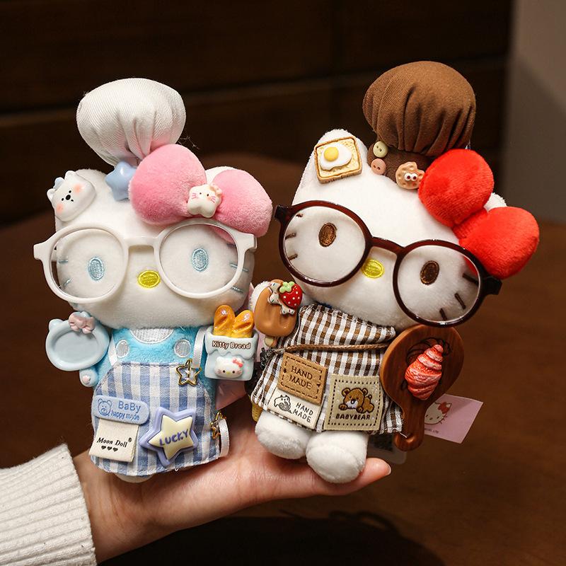 Hello Kitty Plush Toy Pendant For Girls Kawaii Cartoon Pendant Exquisite Kids Plush Cat Doll Sanrio Gift Bag Decor