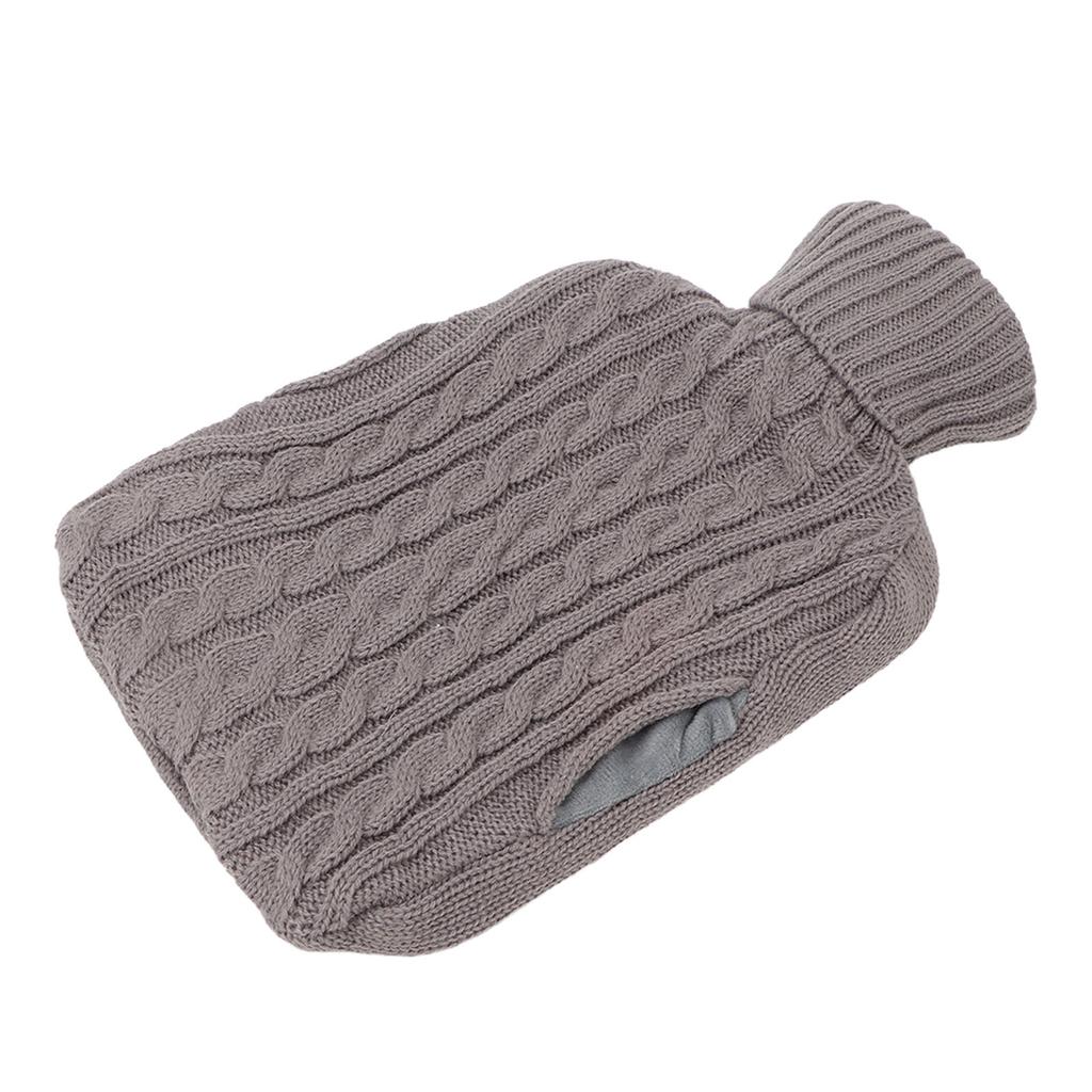 Classic Hot Water Bottle with Knitted Cover Handy Soft Hand Feet Warm Water Bag for Winter 2L Grey