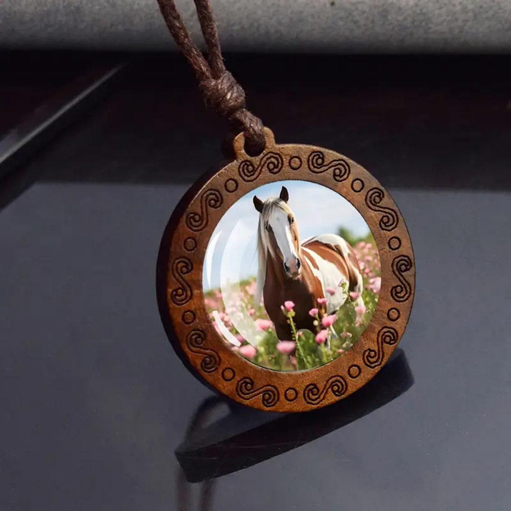 Cadena de Cuero Colgante de Madera Collar Ropa Boho Colgante Cadena de Suéter Vintage para Mujeres Hombres