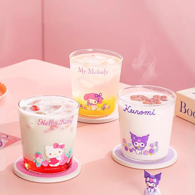 For Sanrio Glass Cup with Mug Sleeve High Borosilicate Glass Heat-proof Water Cup with Scale Home Breakfast Juice Milk Mug Gift