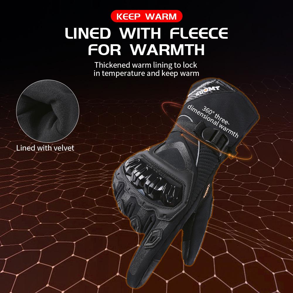 Winter Motorcycle Riding Gloves Can Touch Screen Waterproof and Warm Electric Vehicle Long Windproof Gloves