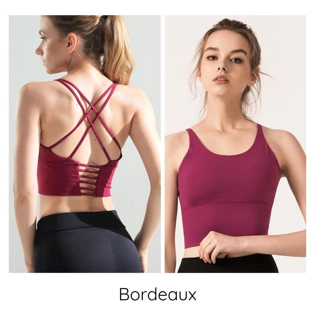 VeroMan Yoga Bra Top with Camisole Sports Size L Cups, Bra, Wireless, ppi-sportsbra, Bordeaux,