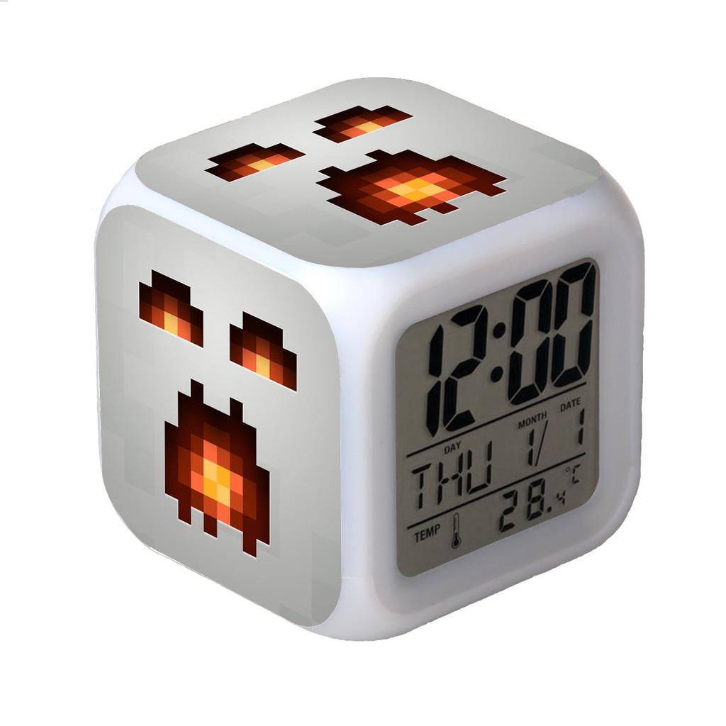 Minecraft Alarm Clock Led Night Light Colourful Changing Desktop Decoration