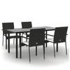 VidaXL Garden Dining Furniture and Cushions 5pcs Black Wicker 3185134