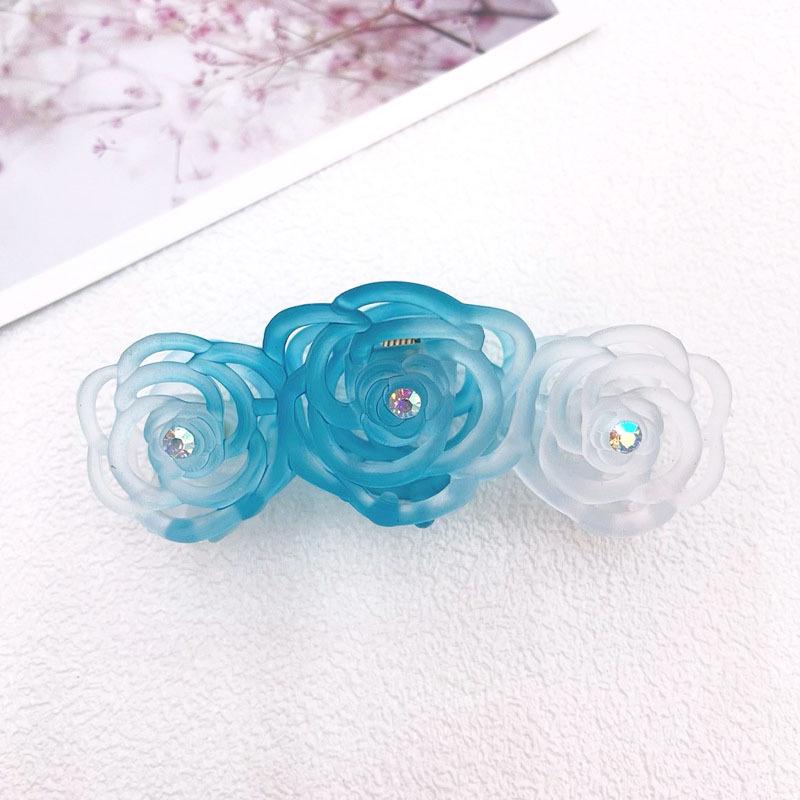 Korean Translucent Rose Hollow Claw Hair Clip - Versatile Solid Color Shark Clip Accessory