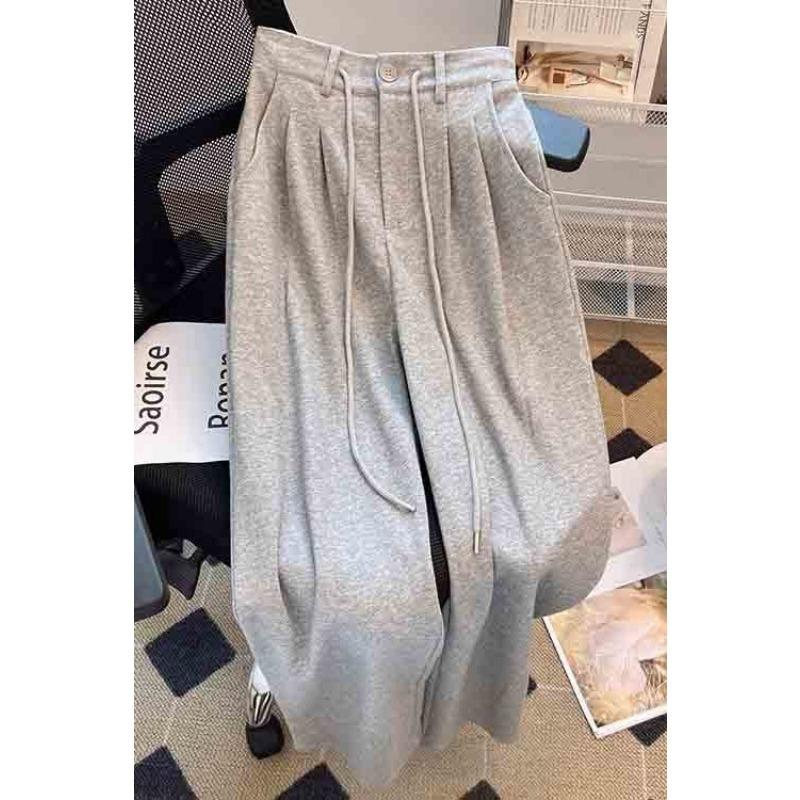 Narrow Version of Sports Pants Women In Spring Autumn New Straight High Waist Versatile Wide-leg Drooping Sweatpants