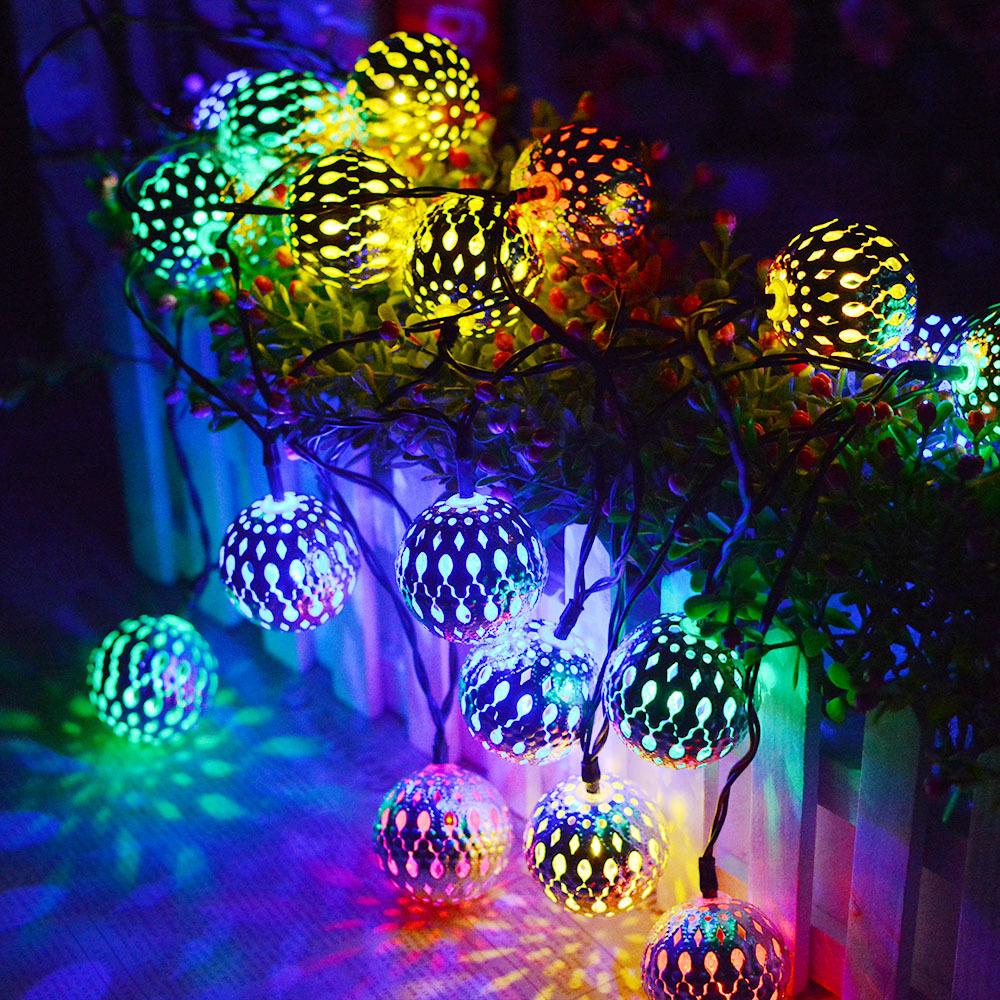 LED Solar Moroccan Ball Christmas String Lights