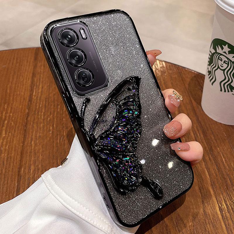 Reno12 5G Case Luxury,Bling Quicksand Butterfly Case For OPPO Reno 12 11 10 Pro A59 A79 A38 A78 A36 A76 A57 A58 Shockproof Cover