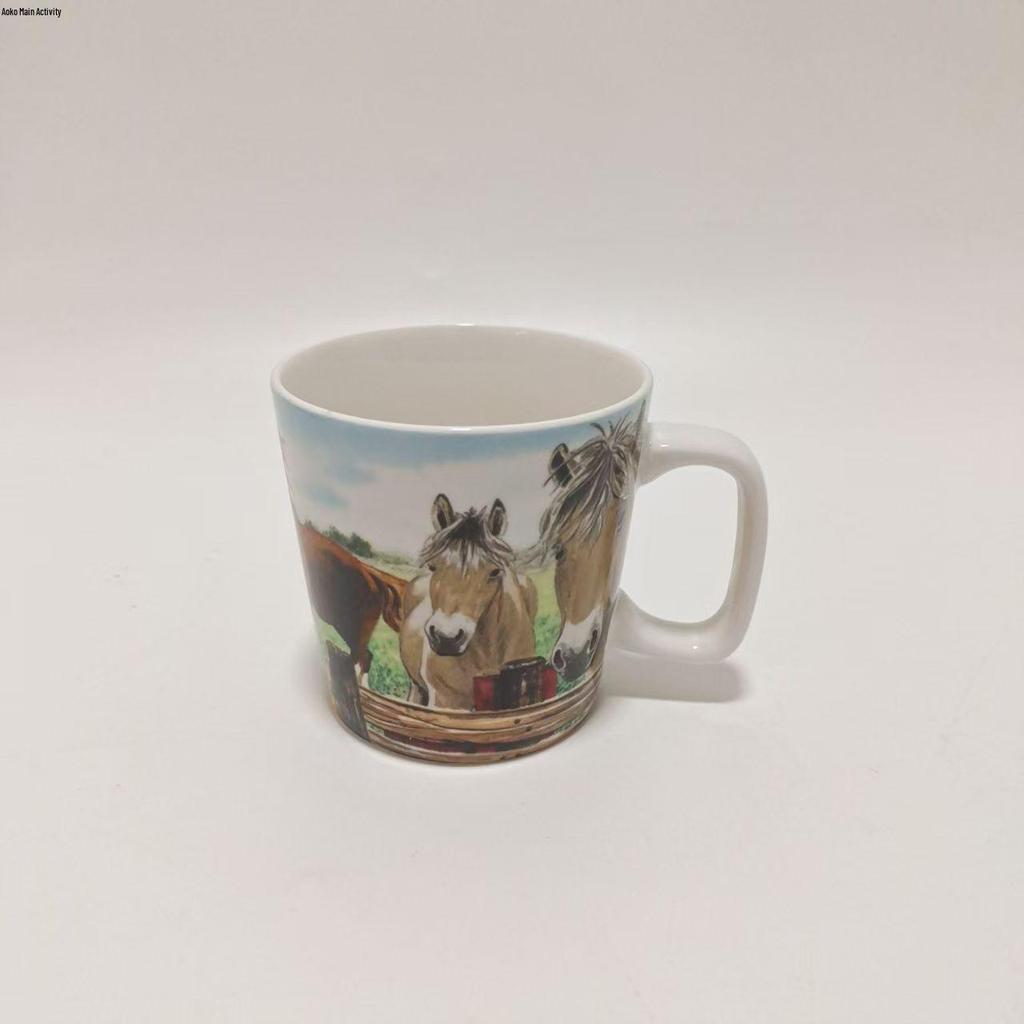 Ceramic Mug with Handle – Happy Ranch Design, Perfect for Coffee or Milk