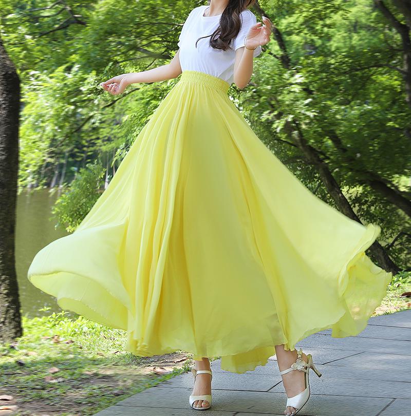 Elegantná šifónová swingová sukňa A-linie so 720-stupňovým vzorom pre moderný tanec a tanec Xinjiang