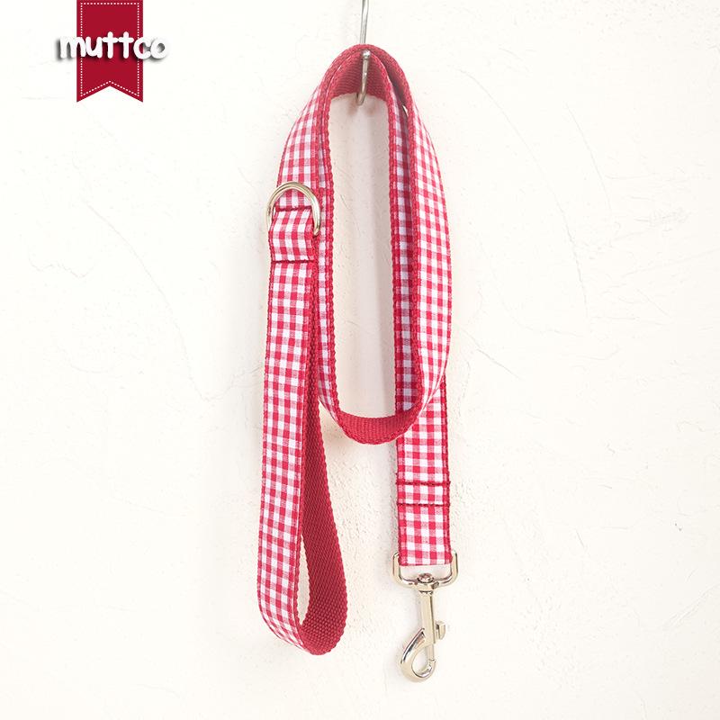 Custom Red Plaid Dog Leash & Collar for Large Dogs Large