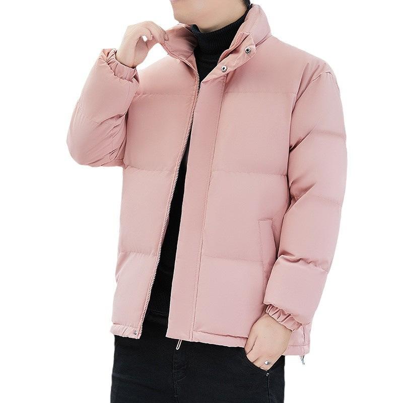 Down Jacket Men's Winter Couple Thickened Stand-up Collar Bread Jacket Ins Solid Color Versatile Warm Cotton Jacket