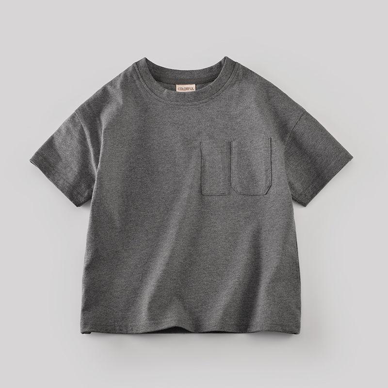 Summer Boys' Short Sleeved T-shirt White Children's T-shirt Half Sleeved Solid Color Top