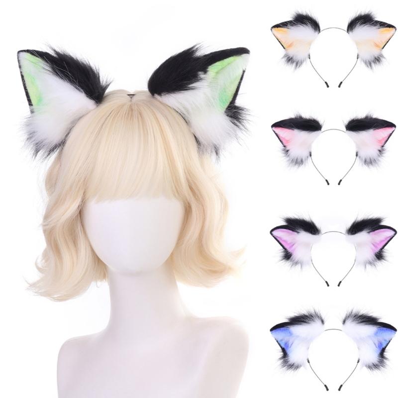 Realistic Kitten Ears Hairband Furry Headbands Plush for Coser Role Play and Photography Props
