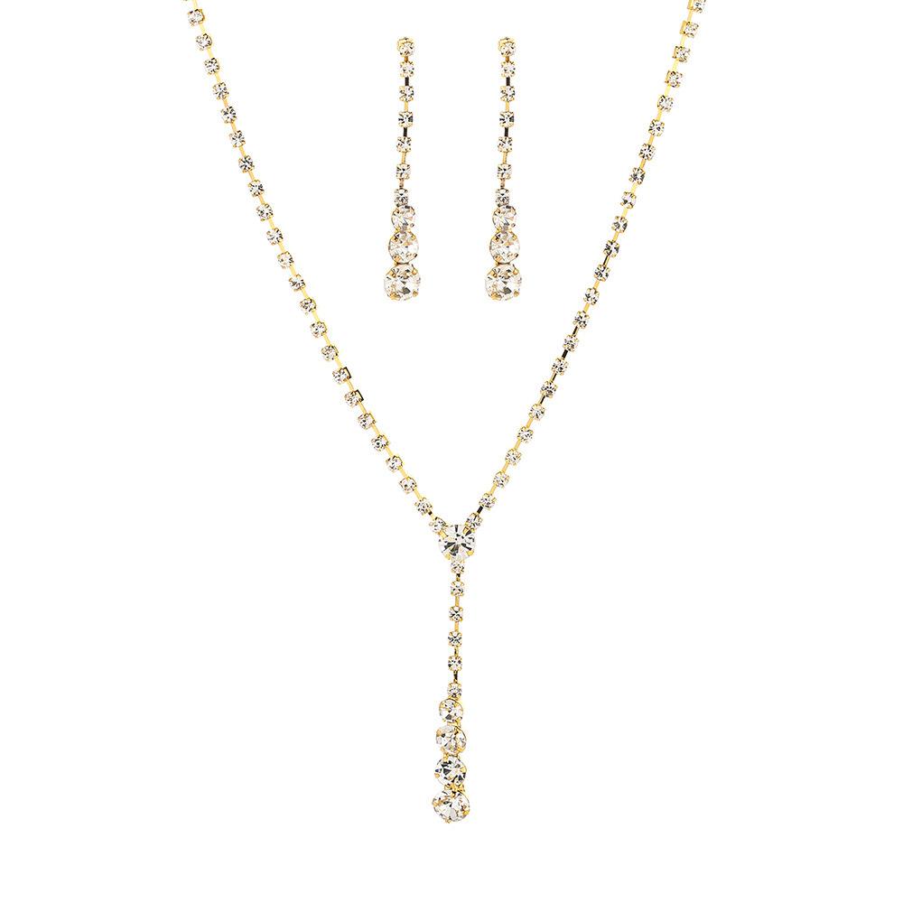 2026 European and American Bride Jewelry Claw Chain Rhinestone Set Three-piece Accessories Item Jewelry Studio Accessories