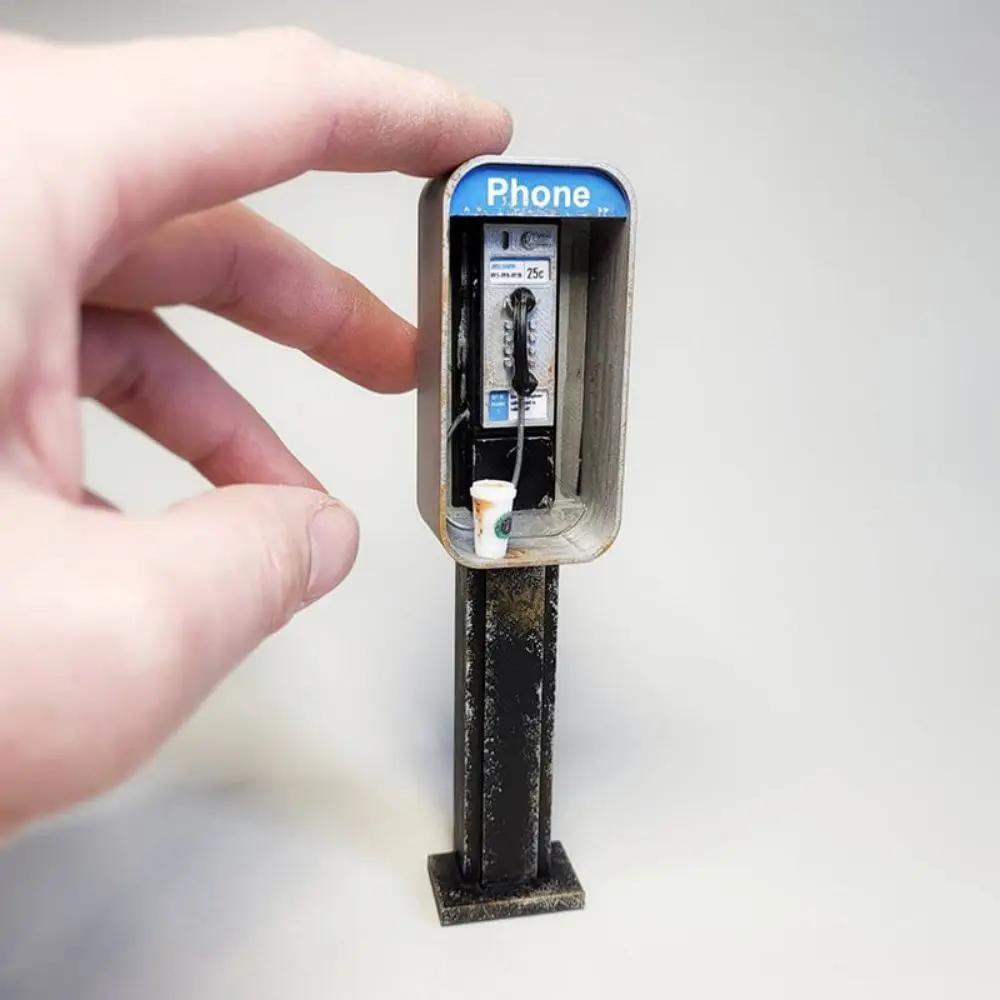

Миниатюрный американский таксофон ручной работы в 1:Масштаб 12 Американская Уличная Реплика Маленькие Украшения Миниатюрное Украшение Американский Почтовый Ящик