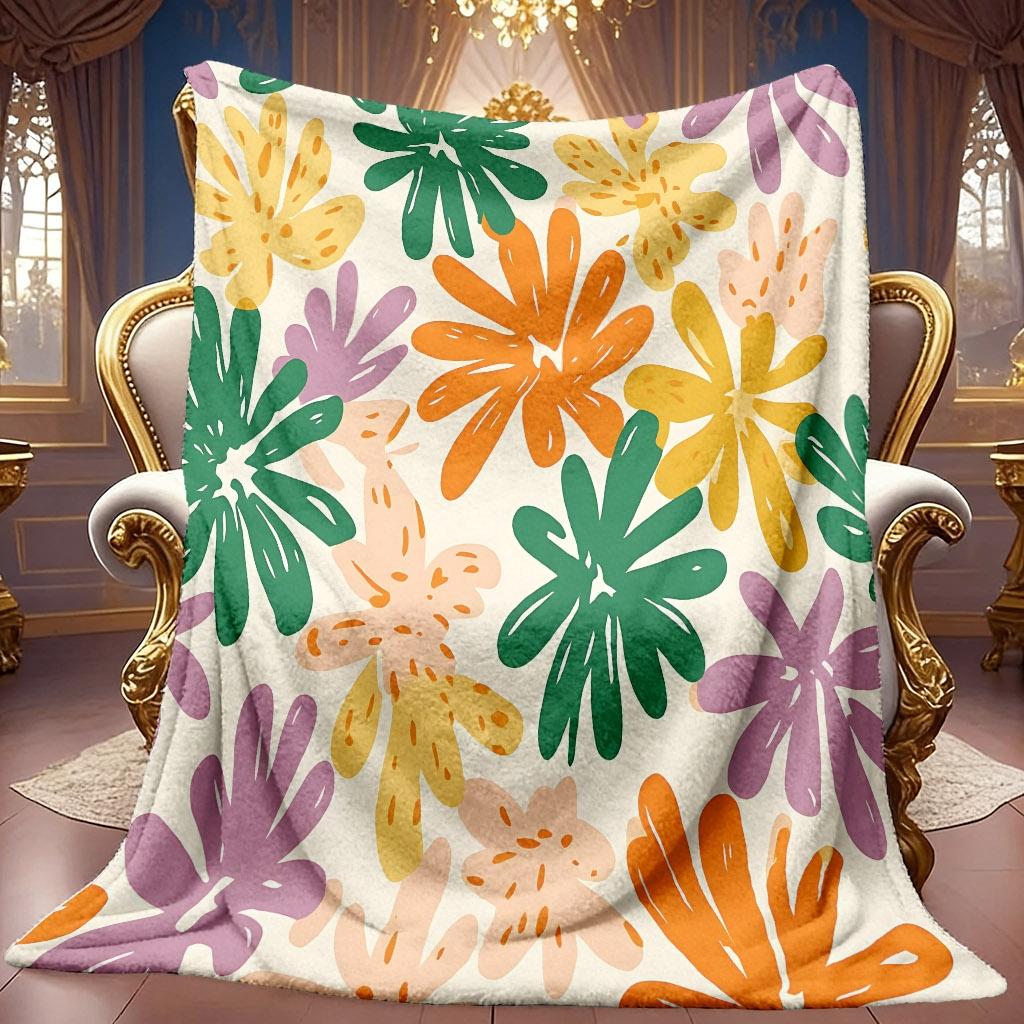 Textured Botanical Art Ultra Soft Bed Throw Blanket Versatile Home Accent For Coffee Shop Office Gym Dance Studio Lounge Room