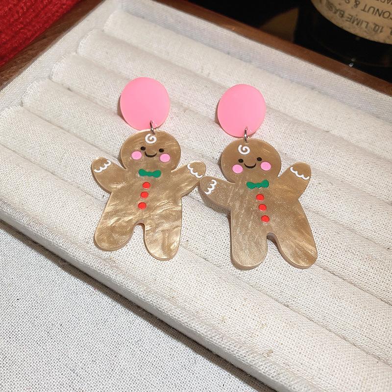 Silver needle red bow snowflake Christmas tree earrings European and American temperament earrings New Year's Christmas earrings women