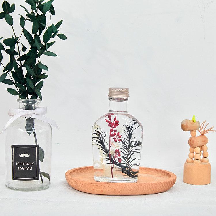 100ml Transparent Glass Bottle: Floating Flower Vase, DIY Preserved/Dried Flower Aroma Diffuser, Message Bottle with Lid.