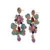 Silver Needle Retro Diamond-Studded Crystal Butterfly Flower Earrings: Asymmetrical Elegant Fashion for Women