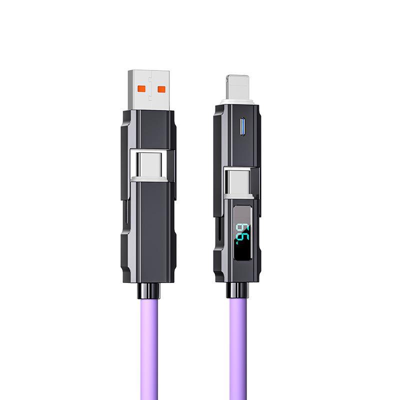 Cavo di Ricarica Rapida USB-C PD 4-in-1 in Silicone per Dispositivi Android