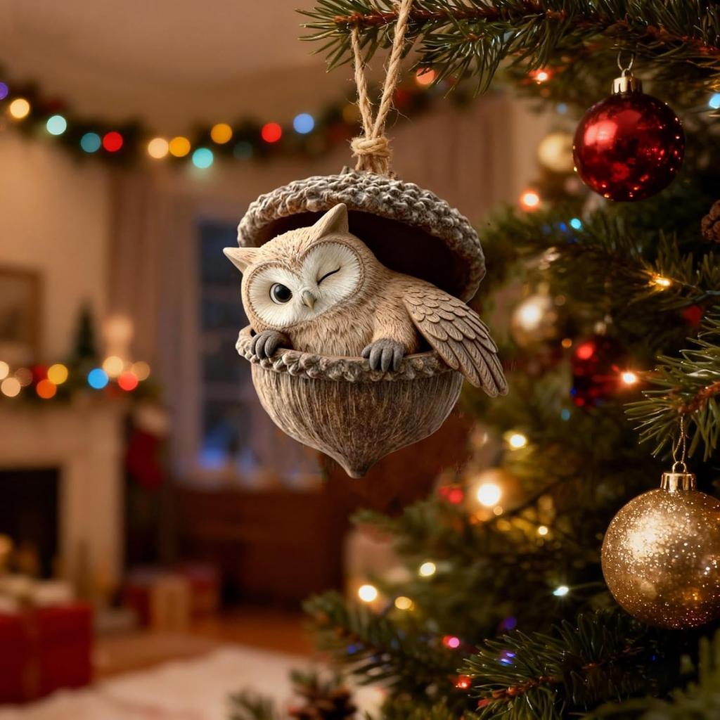 Leśne Ozdoby na Choinkę, Dekoracje Świąteczne, Urocze Ozdoby na Choinkę z Leniwcem, Prezent Dla Zakochanych.(2D)