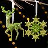 Sparkling Green Snowflake Christmas Tree Decoration Shatterproof Acrylic Ornament Easy to Hanging for Winter Party