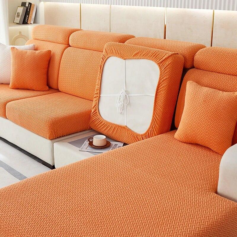 Capa de almofada de sofá de pelúcia jacquard grossa chalse capa de almofada de encosto longo protetor elástico para capa de sofá de 1/2/3/4 lugares