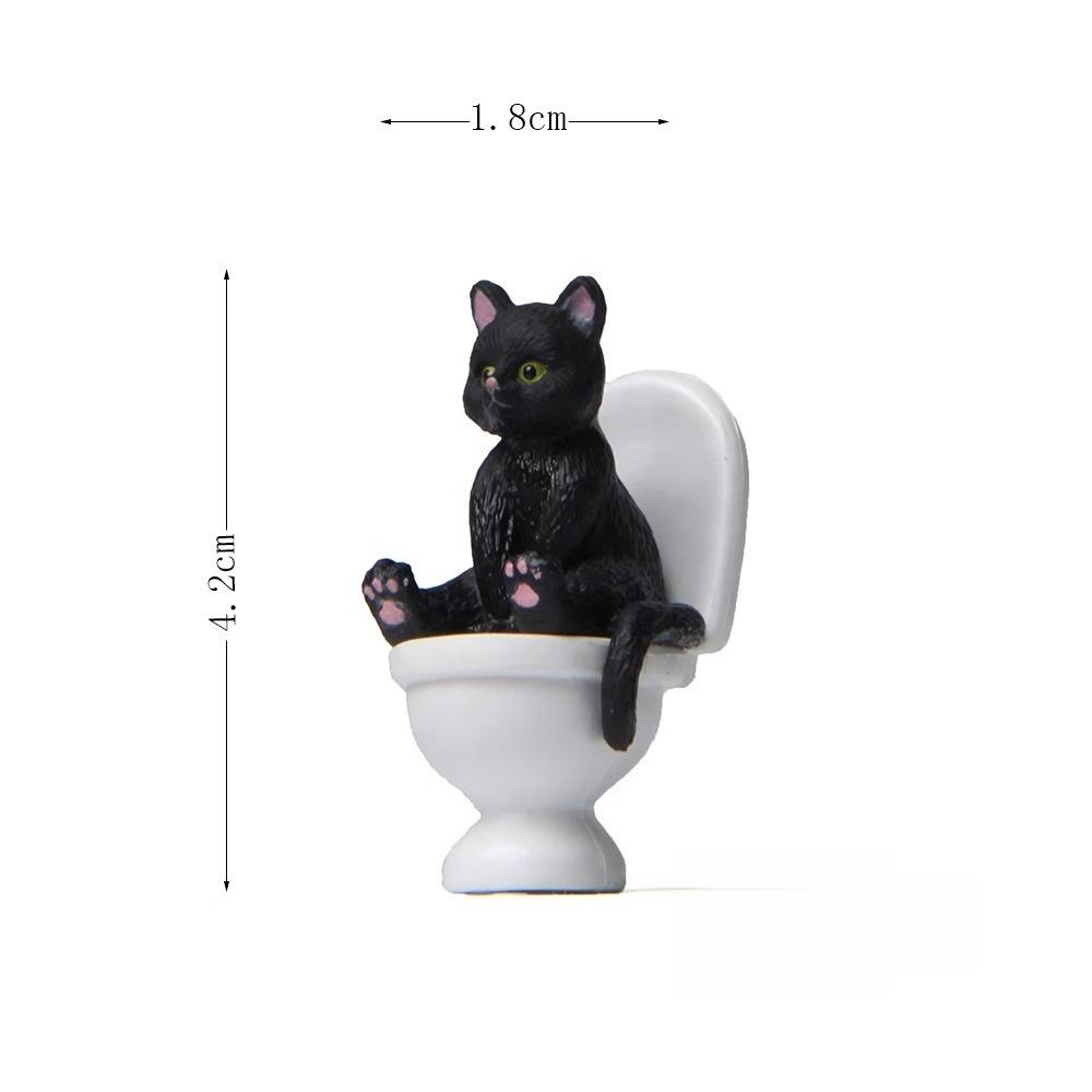 1PC Cute Cartoon Toilet Pig Cat Ornament Desktop Makeup Room Decoration Crafts Home Creative Small Ornaments