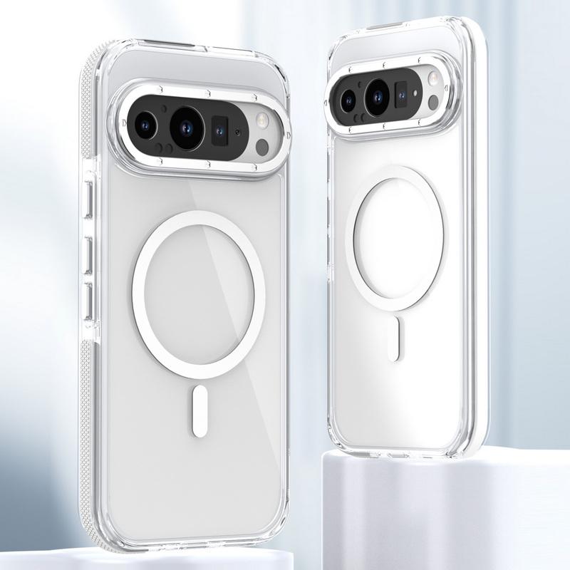 Transparente Acryl Hartes PC Slim Handyhülle Für Google Pixel 9 Pro XL 9 Stoßfest Kabelloses Laden Magnetische Rückabdeckung